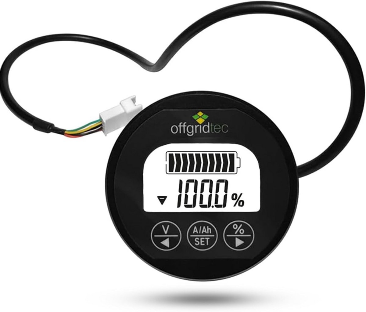 Batterijmonitor - Accu bewaker - Energiebeheer - Geheugenfunctie stroomuitval - 350A 8-120V - Zwart