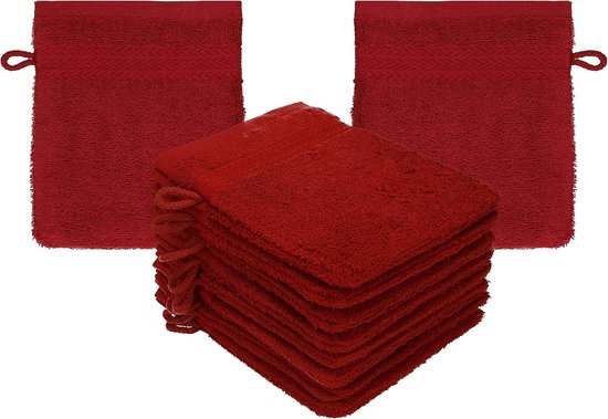 10x Premium Washandjes Katoen - Zacht Terri Badstof Wasdoekjes Ruby Rood
