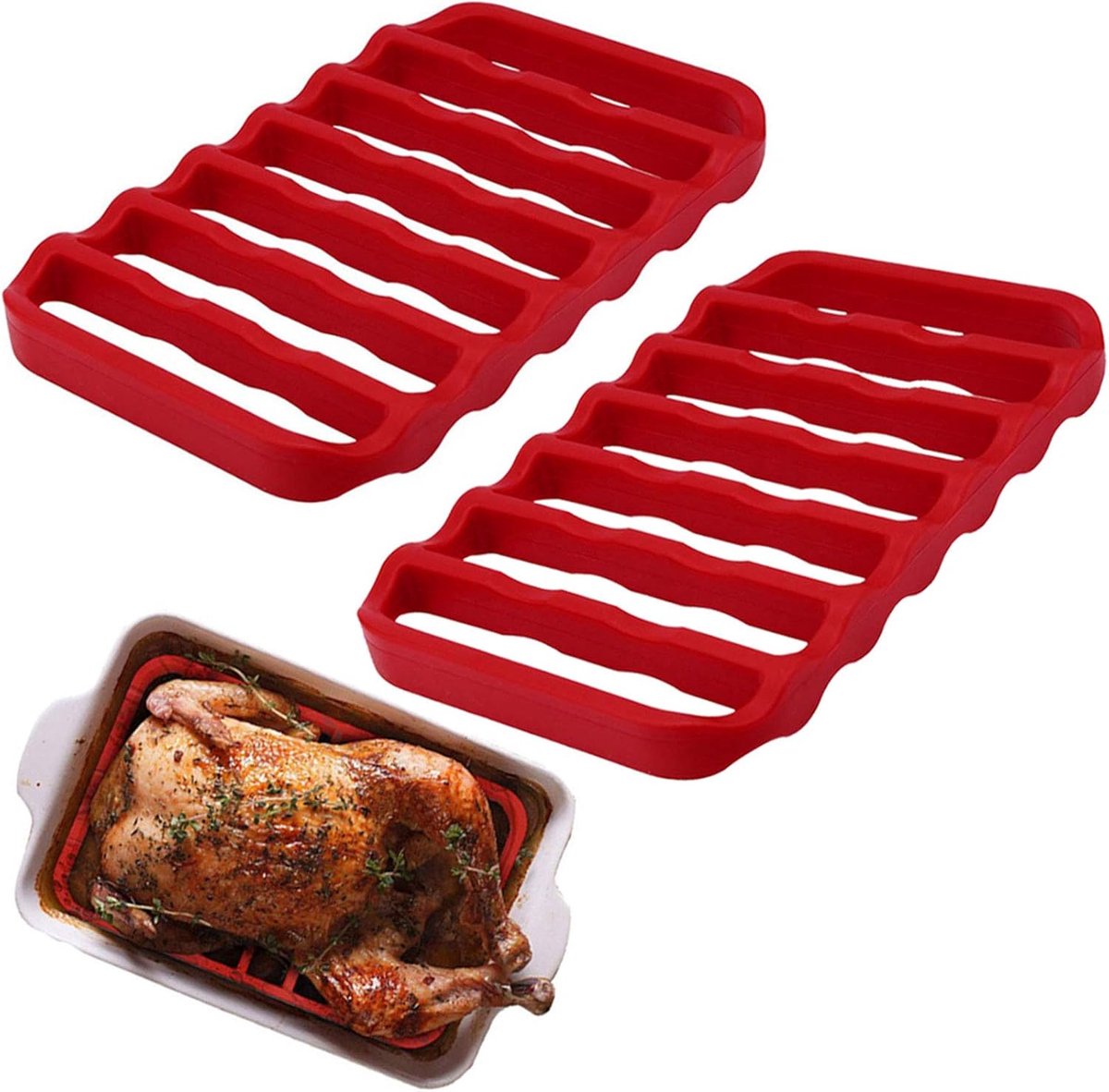 Niet-stick koelrek - Bakrek siliconen - Vlees koelen - Vaatwasmachinebestendig - 39x27 cm - Rood