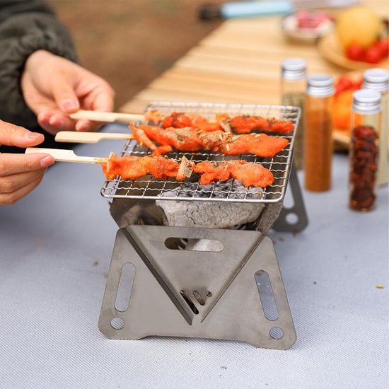 Draagbare roestvrijstalen mini-campinggrill voor buitenactiviteiten - Ideaal voor picknicks en kamperen van Merkloos — afbeelding 2