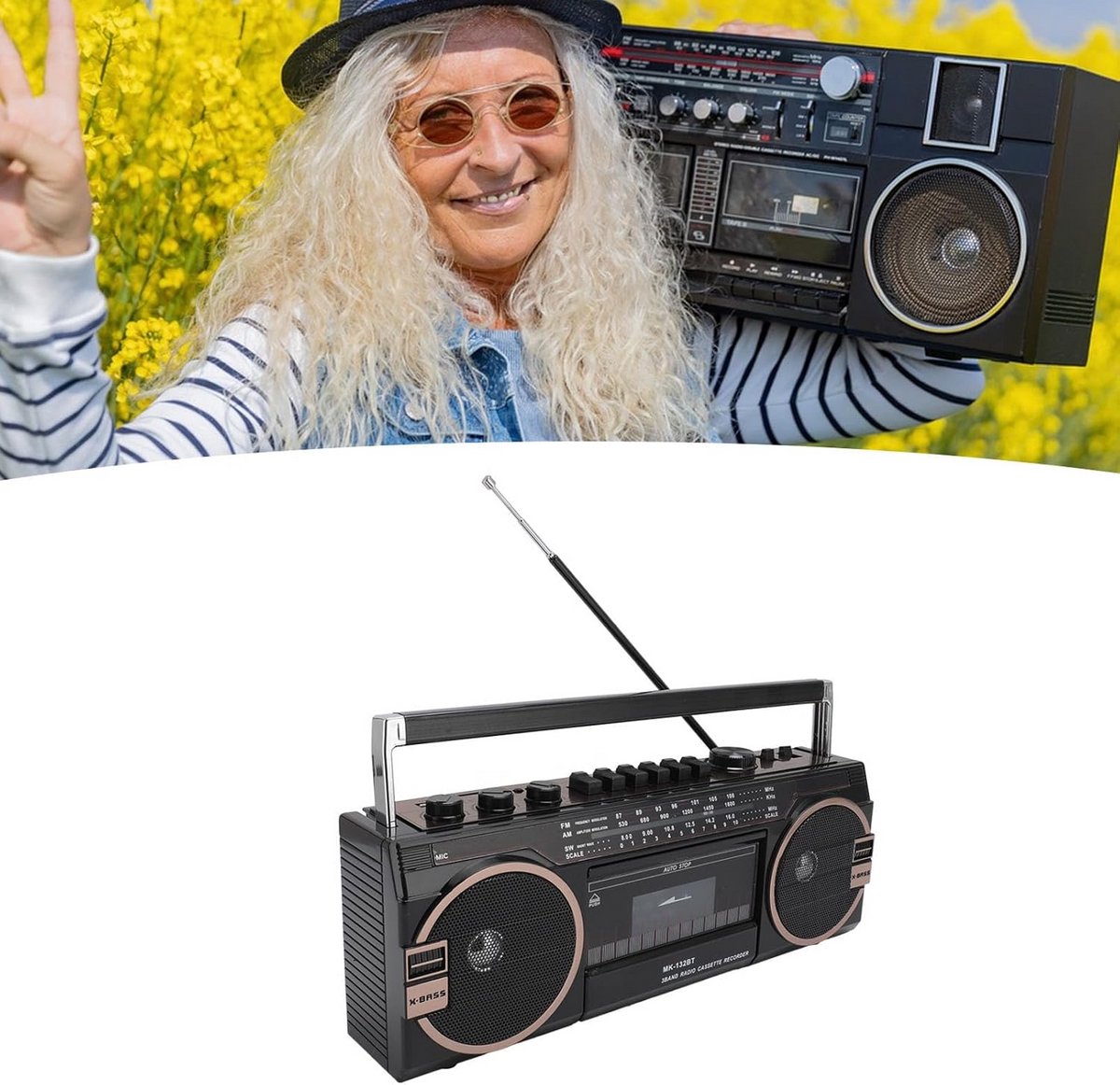 Draagbare Cassettedeck met Radio en Bluetooth Streaming