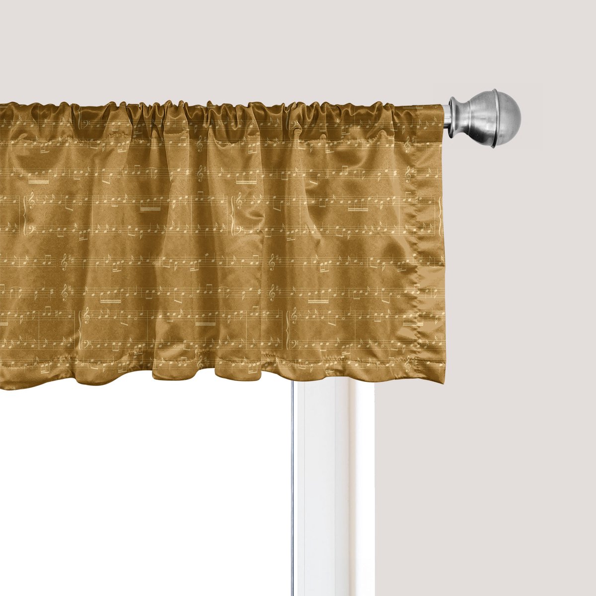 ABAKUHAUS Abstracte raamvalance, gordijnvalance voor keuken en slaapkamer met tunnelzoom, 137 cm x 45 cm, amber pastelbruin