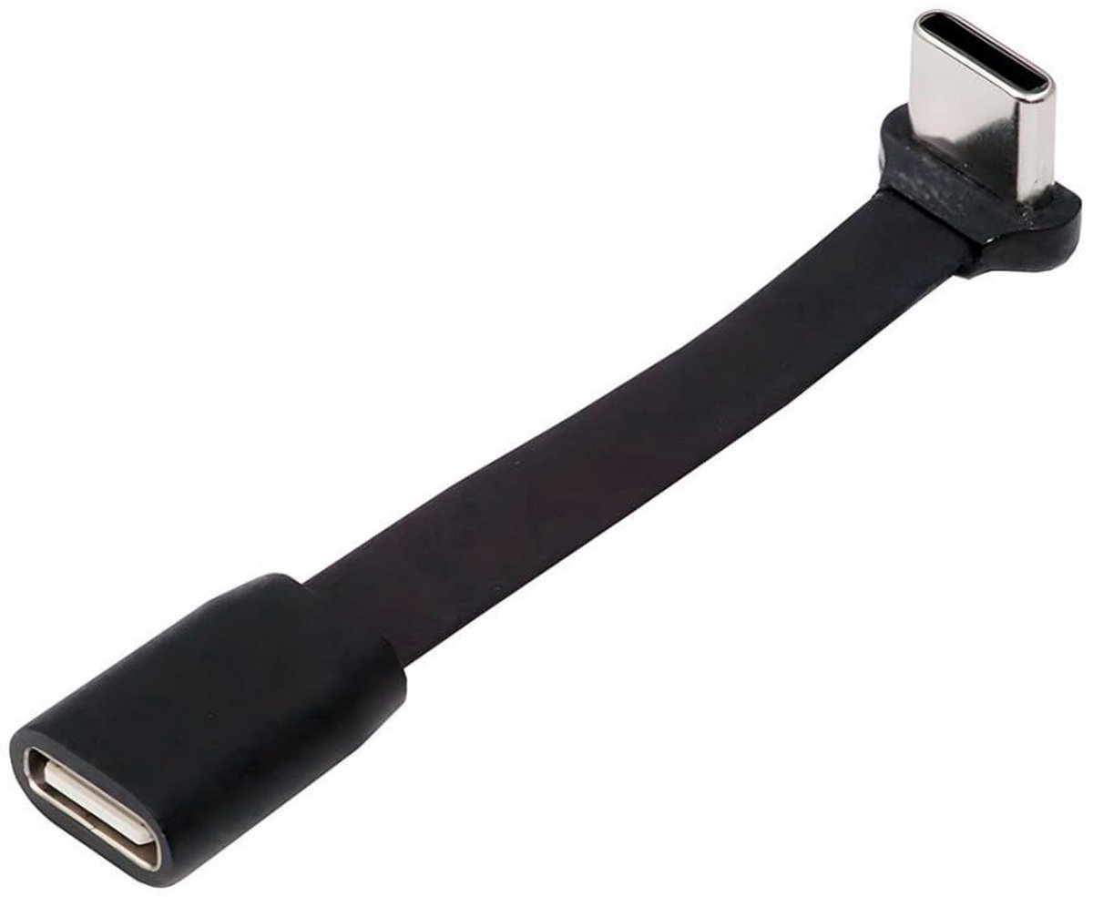 Korte USB C Kabel Plat Rechtshoekig 90 Graden Type C Verlengsnoer 65W Power Delivery