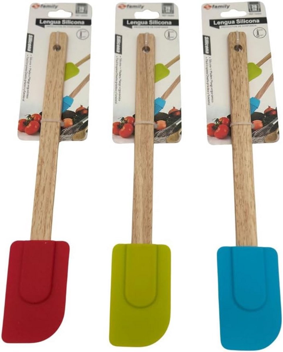 Flexibele siliconen spatel met houten handvat