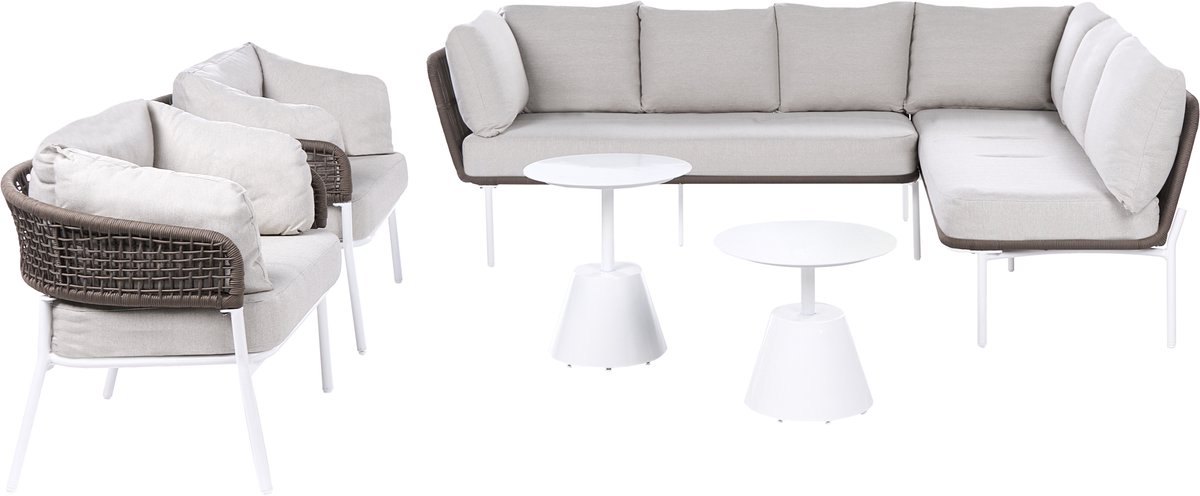Beliani ROBELLA - Loungeset 7-zits - Beige - Aluminium