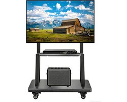 Verrijdbare TV Standaard met Wielen en In hoogte Verstelbaar voor 32-70 Inch Schermen
