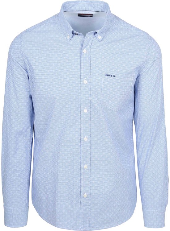 NZA Shirt Tuki Jacquard Print Blauw - Maat XXL - Heren - Overhemden Casual