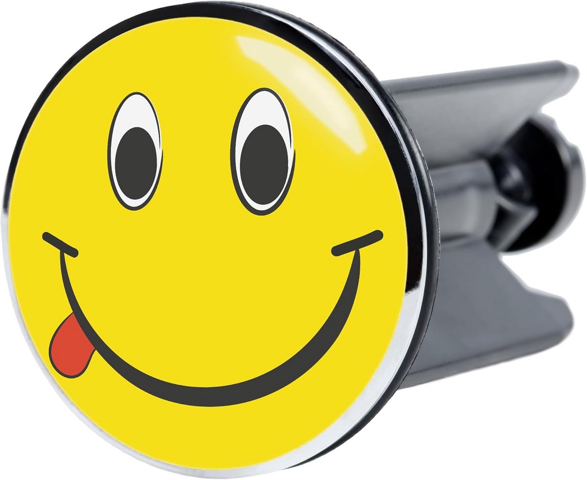 Universele Wastafel Stop met Smiley Motief - RVS Chromen Klikdoucheput