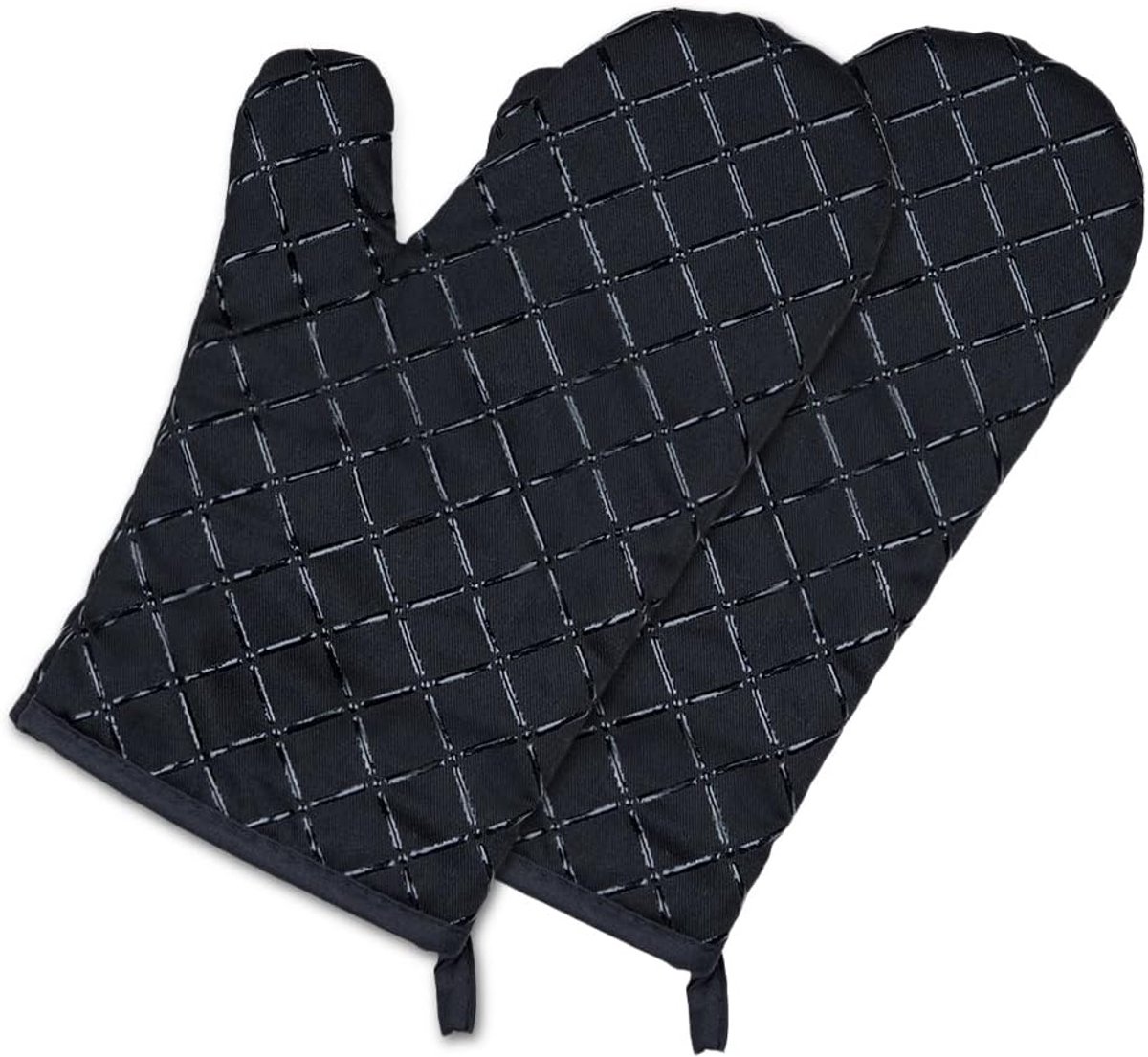 Hittebestendige Ovenhandschoenen - Antislip Keukenhandschoenen - Katoenen Dubbelgevormde Gants voor Koken, Bakken en BBQ (1 Paar, Zwart)