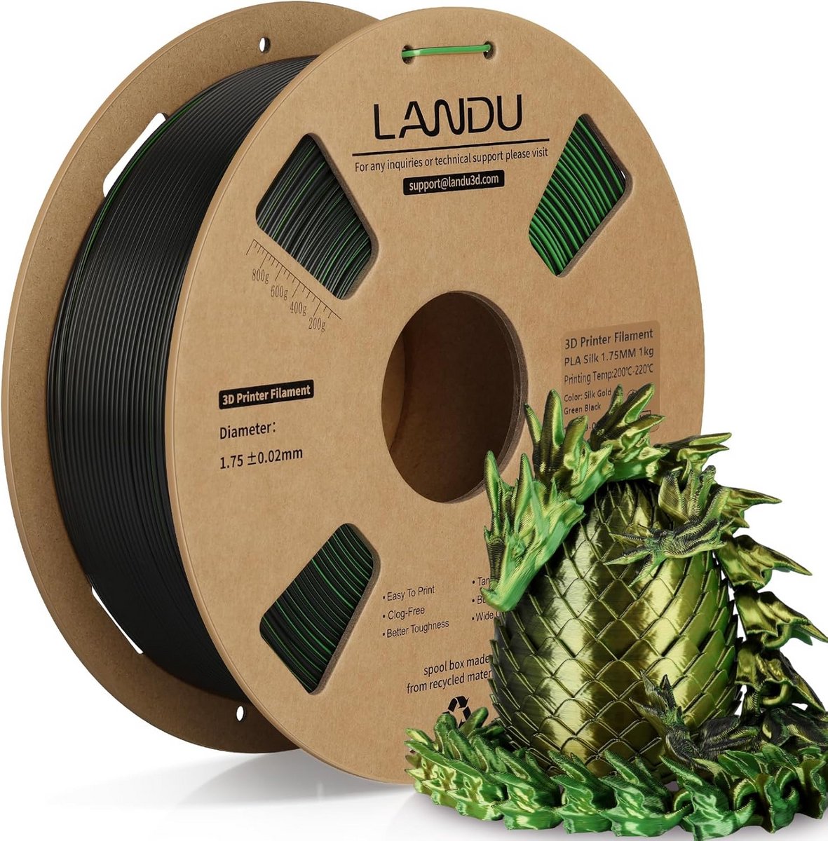 Zijde PLA Filament 1.75mm Tricolor 1kg - Hoogglanzend 3D Printermateriaal
