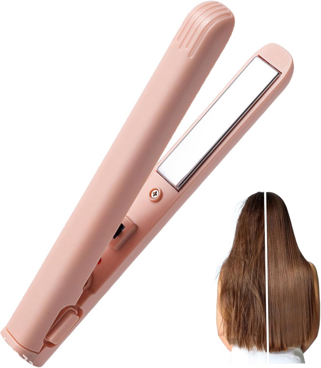 Draadloze Mini Stijltang en Krultang USB Oplaadbaar voor Kort Haar