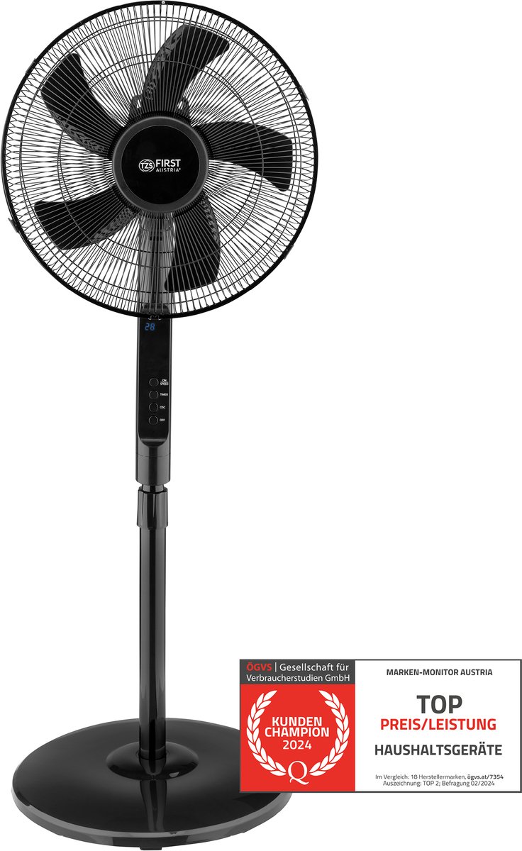 TZS First Austria 5553-4 Staande Ventilator - Statiefventilator – Zwart