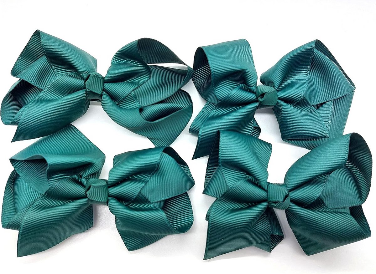 Set van 4 Haarstrikken Groen voor Schoolaccessoire