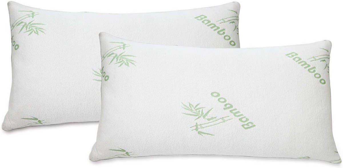 Luxe Bamboe Traagschuim Kussen Set van 2 - Hypoallergeen Orthopedisch Slaapkussen Standaard