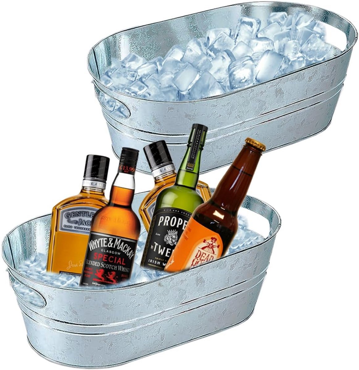 2-Pack Gegalvaniseerde IJsemmer voor Dranken en Bier Koeling