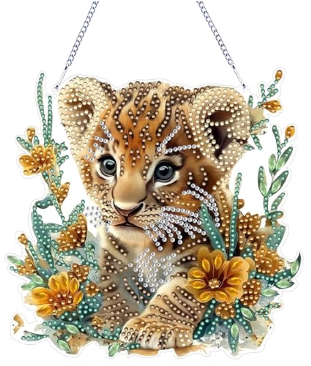 PromoHome DIY Diamant Hanger Kit - Tijger Motief, Creatieve Knutselactiviteit