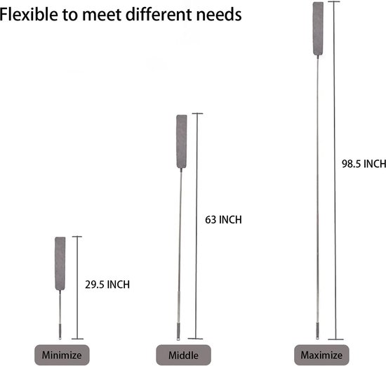 Verstelbare microvezel stofborstel met verlengstuk 30-250 cm voor bed, hoge plafonds en krappe ruimtes van Merkloos	 — afbeelding 2
