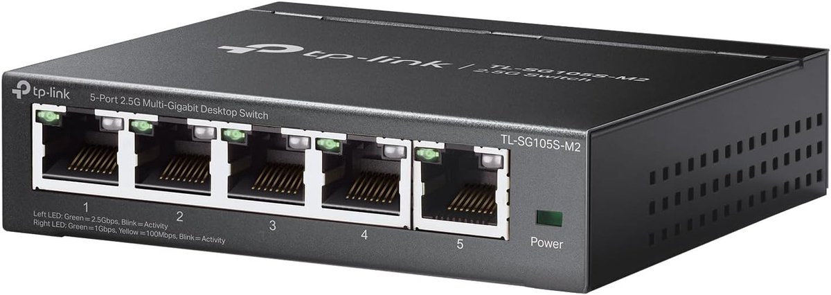 Netwerk Switch - Ethernet Hub - Snelle Internet Verbinding - 2.5G Bandbreedte - 5 Poorten - Metaal