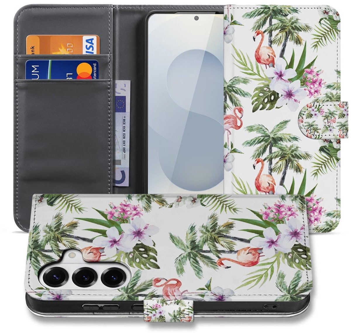 Samsung Galaxy S26 Telefoonhoesje Flamingo Palms