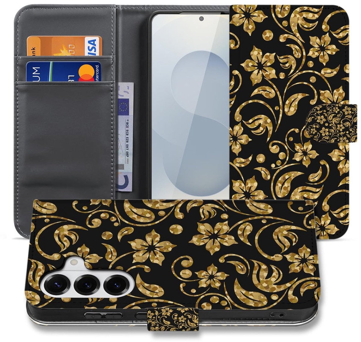 Samsung Galaxy S26 Hoesje Gouden Bloemen