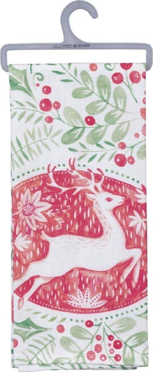 Katoenen Theedoek Hertenontwerp Kerst Folklore