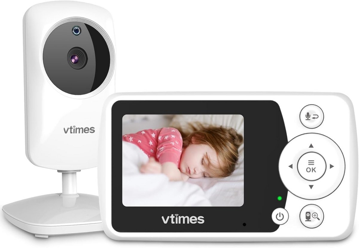 Draadloze babyfoon met camera, 2,4 inch scherm, nachtzicht, 300m bereik, geen WiFi