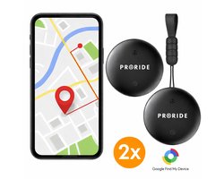 Proride® Tracker Android 2 stuks - Smarttag - GPS Tracker - Android/Google Find My Device - Real-time Locatie Volgsysteem - Sleutelvinder/Keyfinder - Koffer - Bagage - Fiets, Fatbike, Scooter, Auto, Fiets, Kat & Kind - Zwart