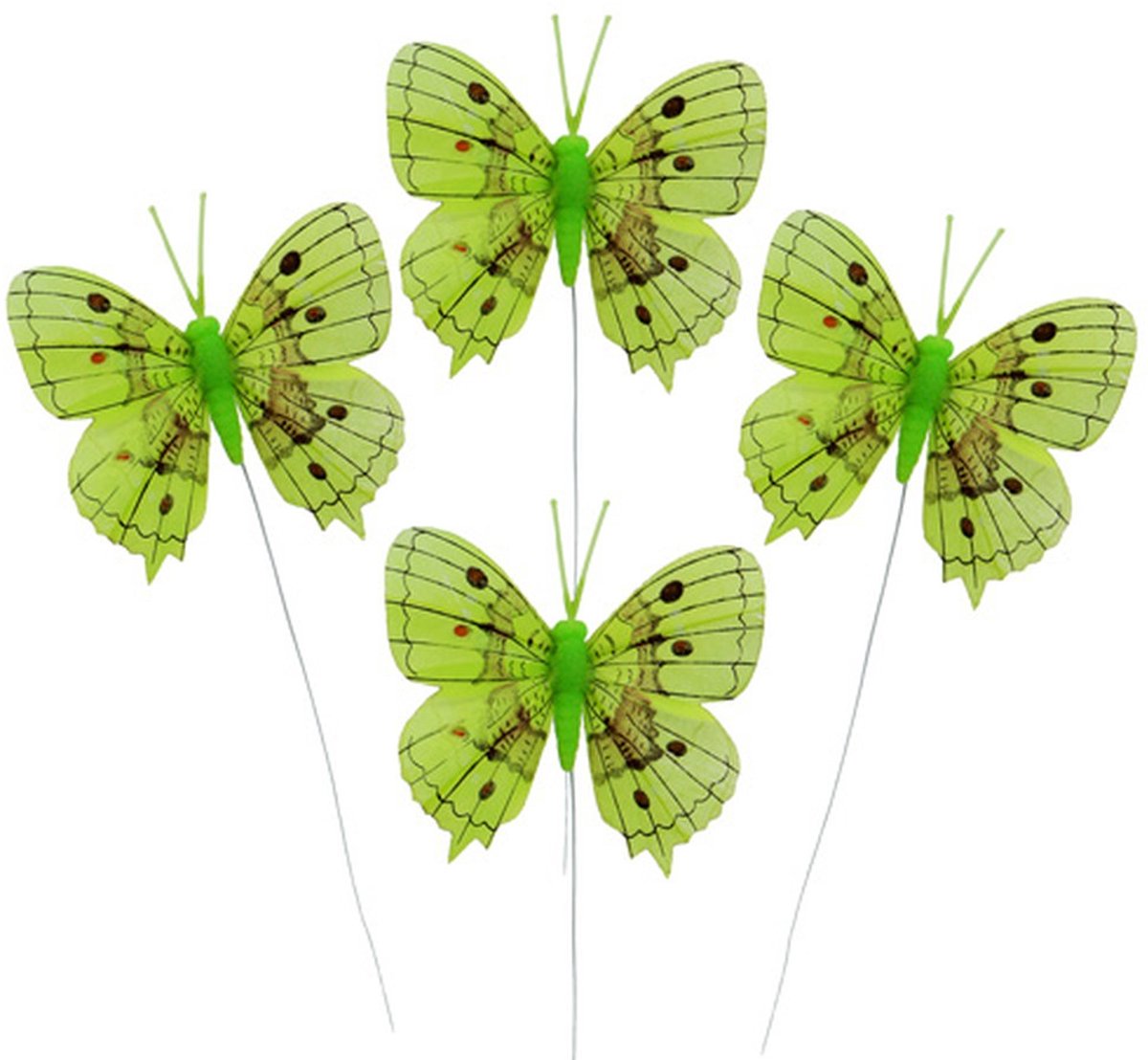 Decoratieve vlinders groen 8cm 6st, 6 Stück