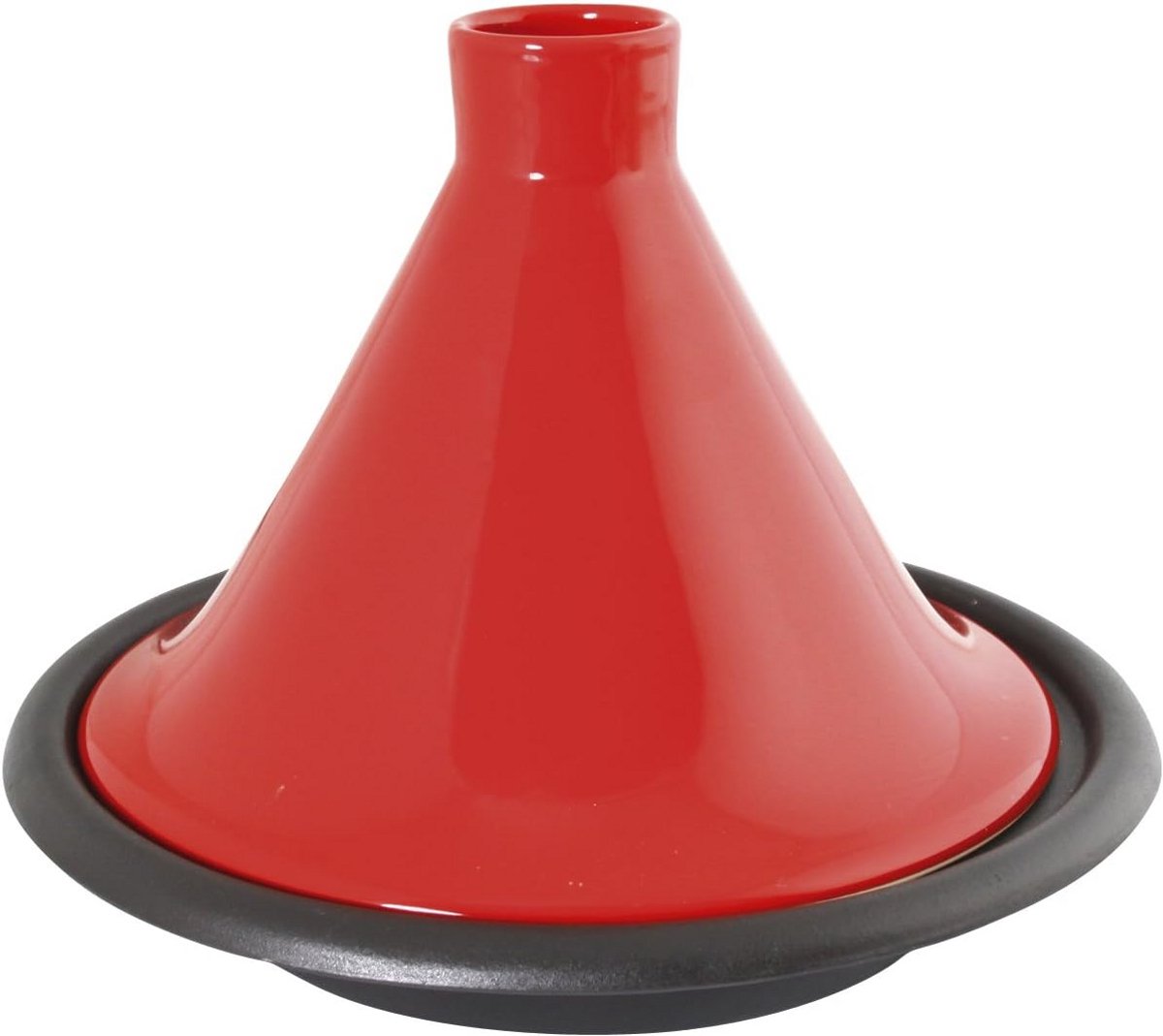 Tajine 31 cm Gietijzer met Steengoed Deksel Rood