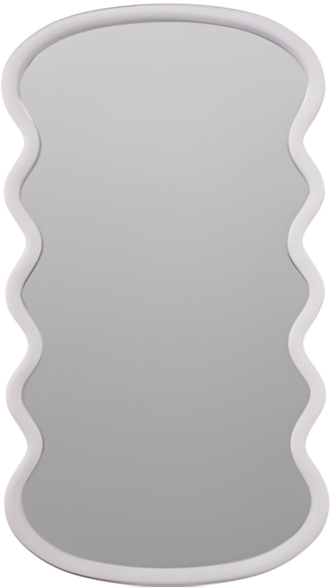 H&S Collection Spiegel / Wandspiegel - wave - wit - 55 x 30 cm - decoratief - golfvorm