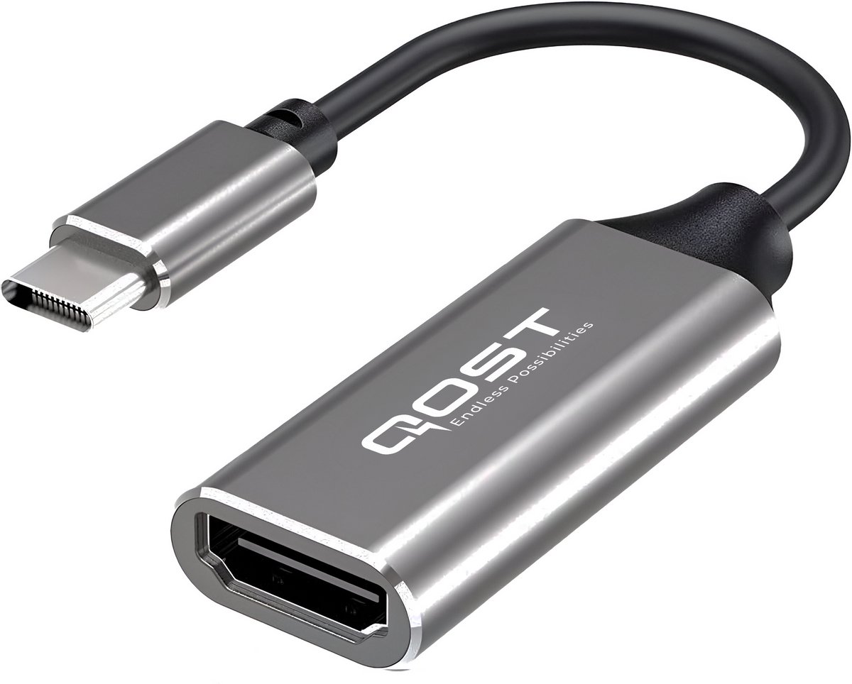 Qost - USB-C naar HDMI Adapter - Spacegrey - 4K / 60Hz - Converter - Type C to HDMI - Thunderbolt 3