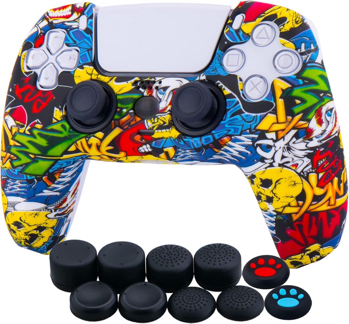 Siliconen Controller Cover voor PS5 Dualsense met 10 Grips - Waterafstotend Design