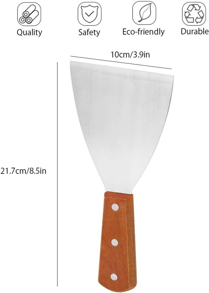 Steak Spatel RVS met Houten Handvat voor BBQ en Grillen