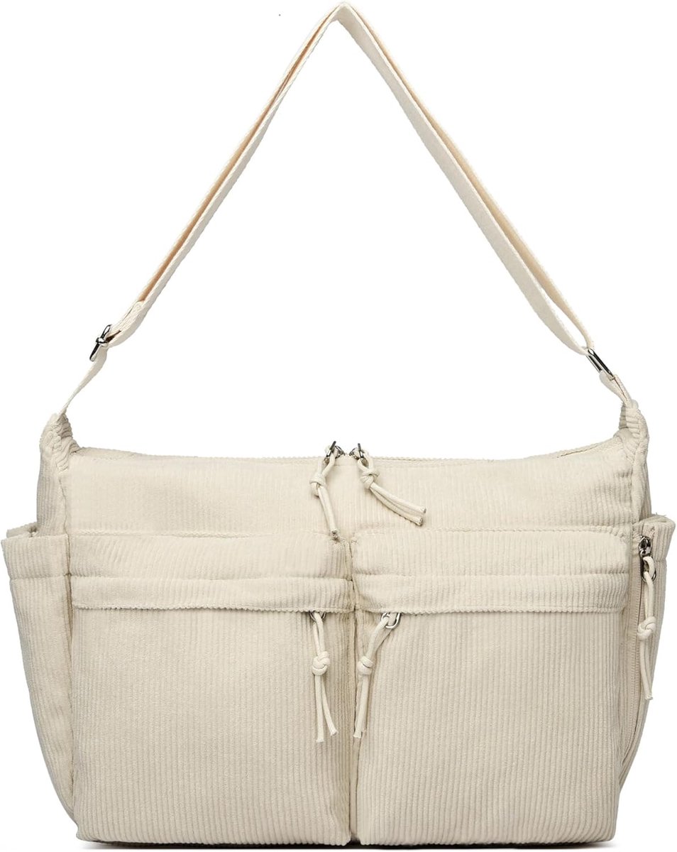 Dames Schoudertas Suède Look Grote Handtas Crossbody Tas met Veel Vakken