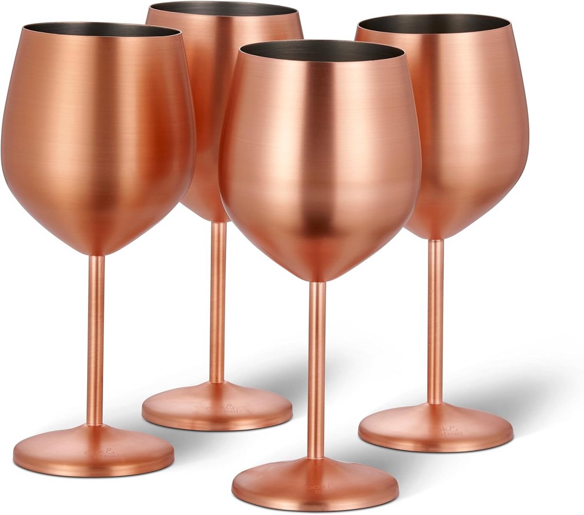 Set van 4 Onbreekbare Wijnglazen RVS in Roségoud - 540ml - Luxe Geschenkset