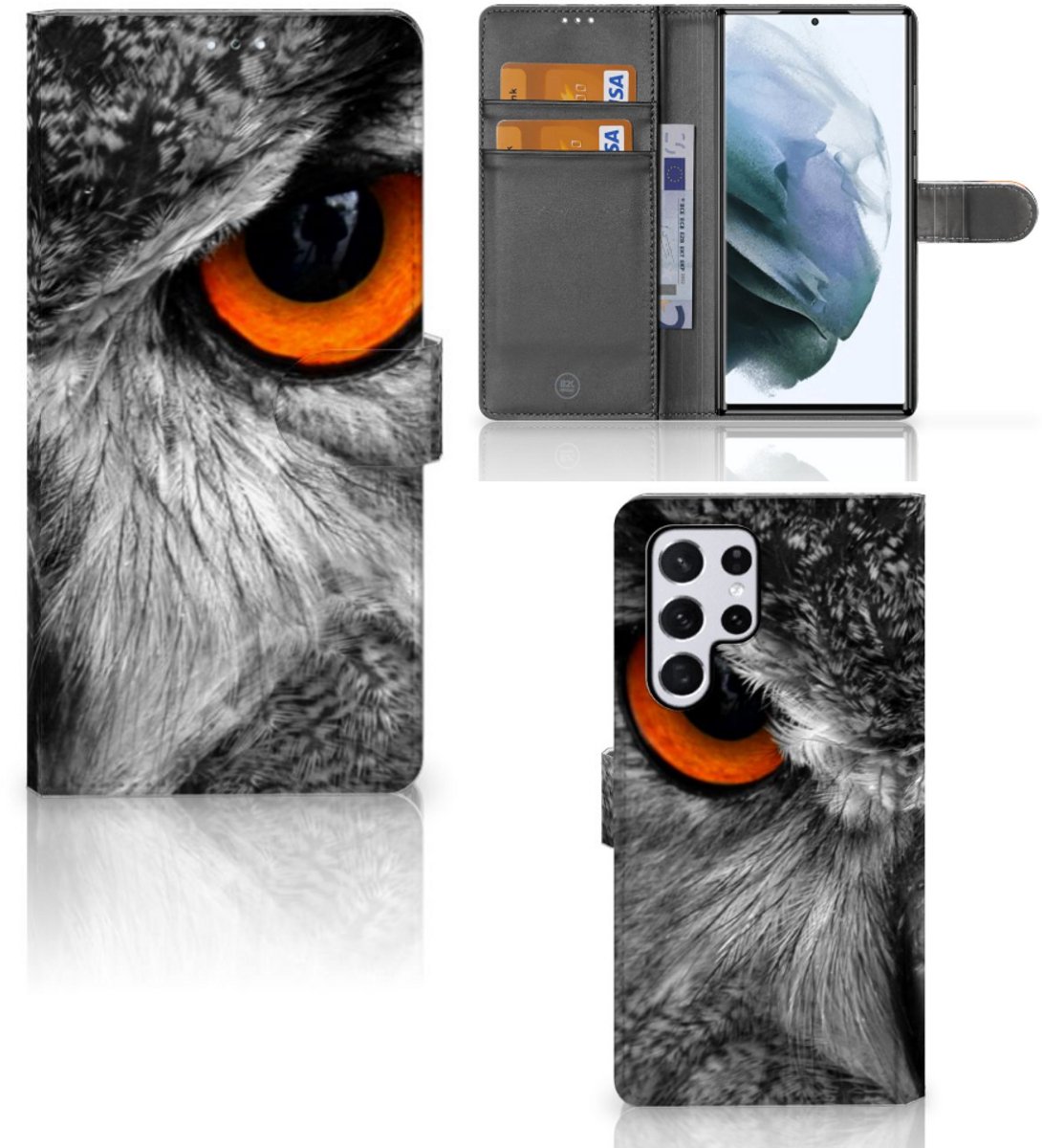 Samsung Galaxy S22 Ultra Telefoonhoesje met Pasjes Uil