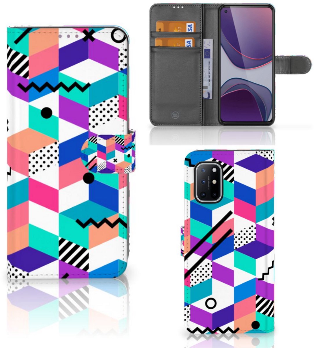 OnePlus 8T Book Case Blokken Kleurrijk