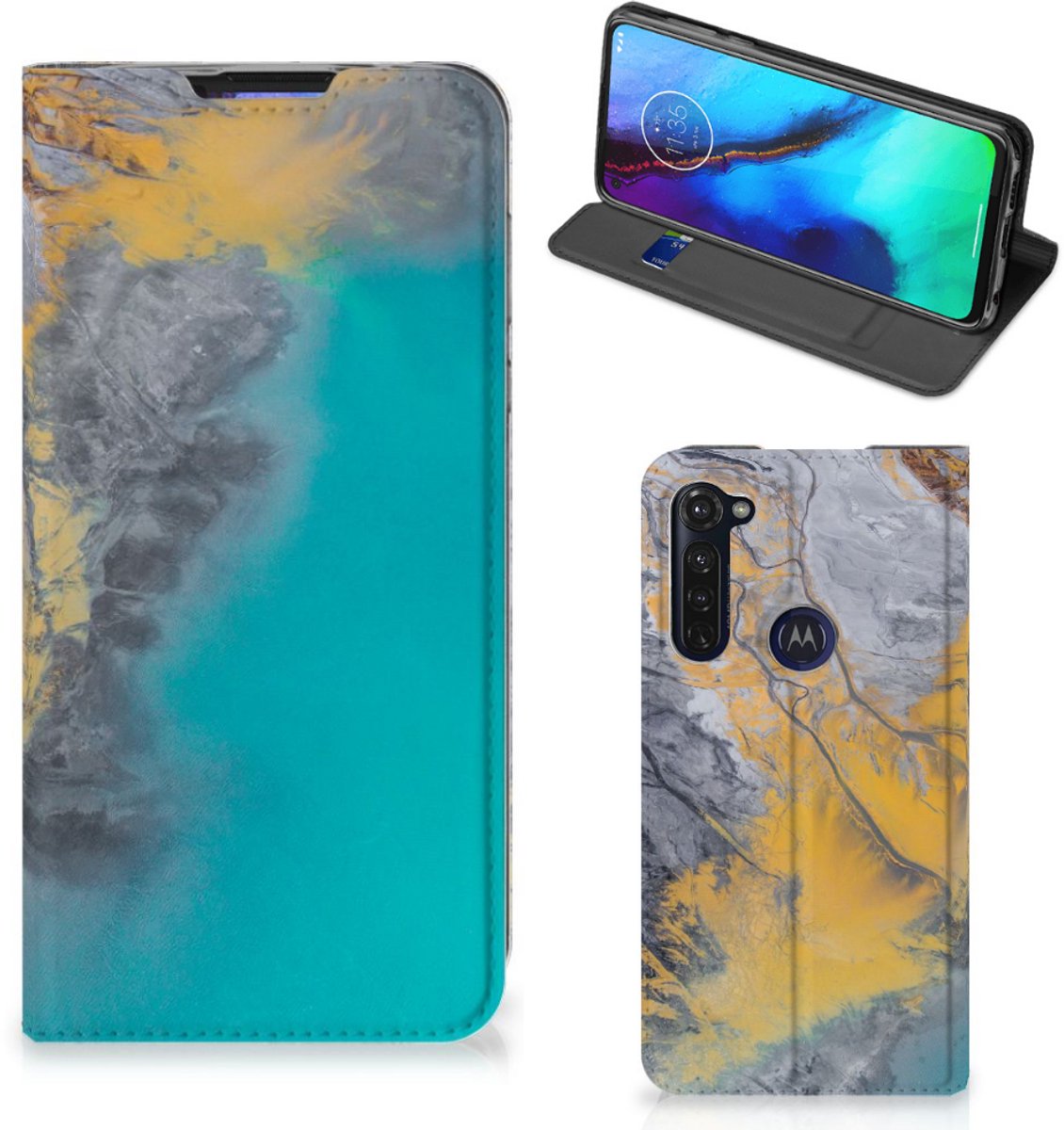 Motorola Moto G Pro Standcase Marble Blue Gold