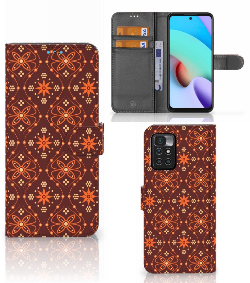 Xiaomi Redmi 10 Telefoon Hoesje Batik Brown