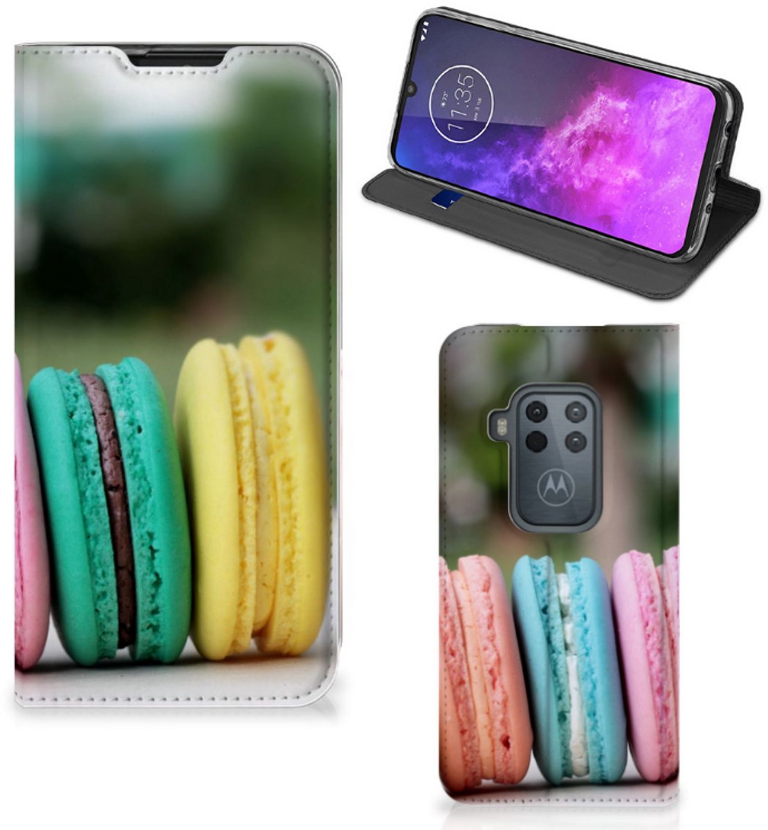 Motorola One Zoom Flip Style Cover Macarons