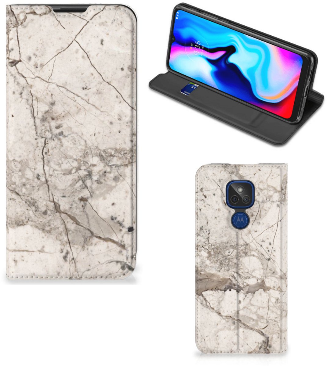 Motorola Moto G9 Play Standcase Marmer Beige