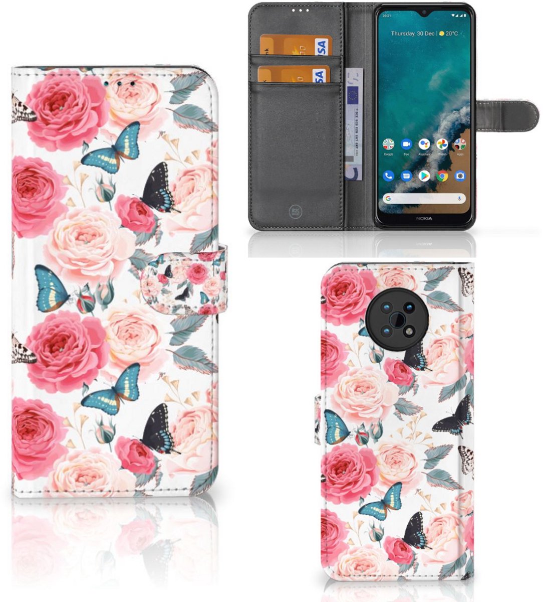 Book Case voor Nokia G50 Hoesje Butterfly Roses
