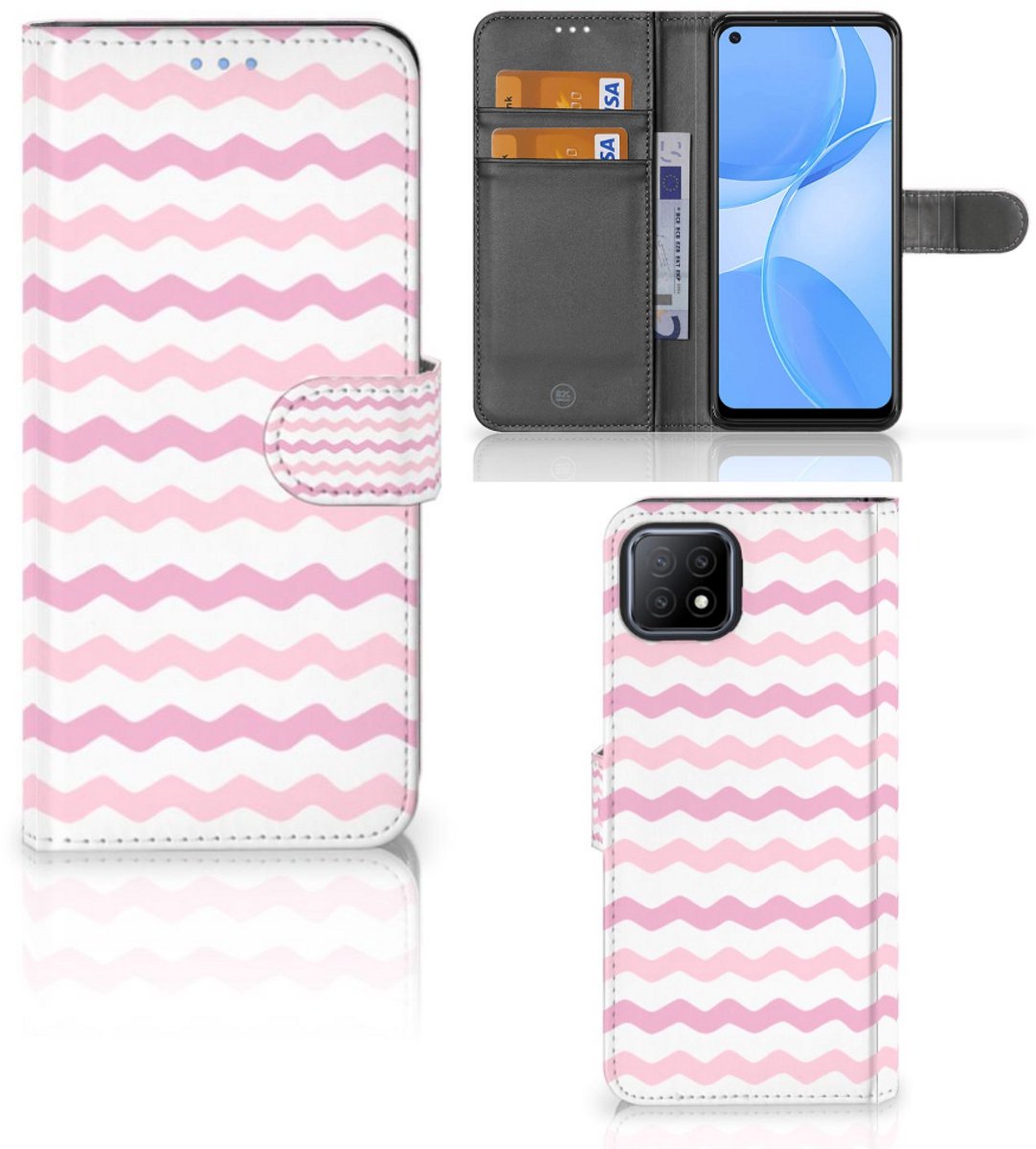 OPPO A73 5G Telefoon Hoesje Waves Roze