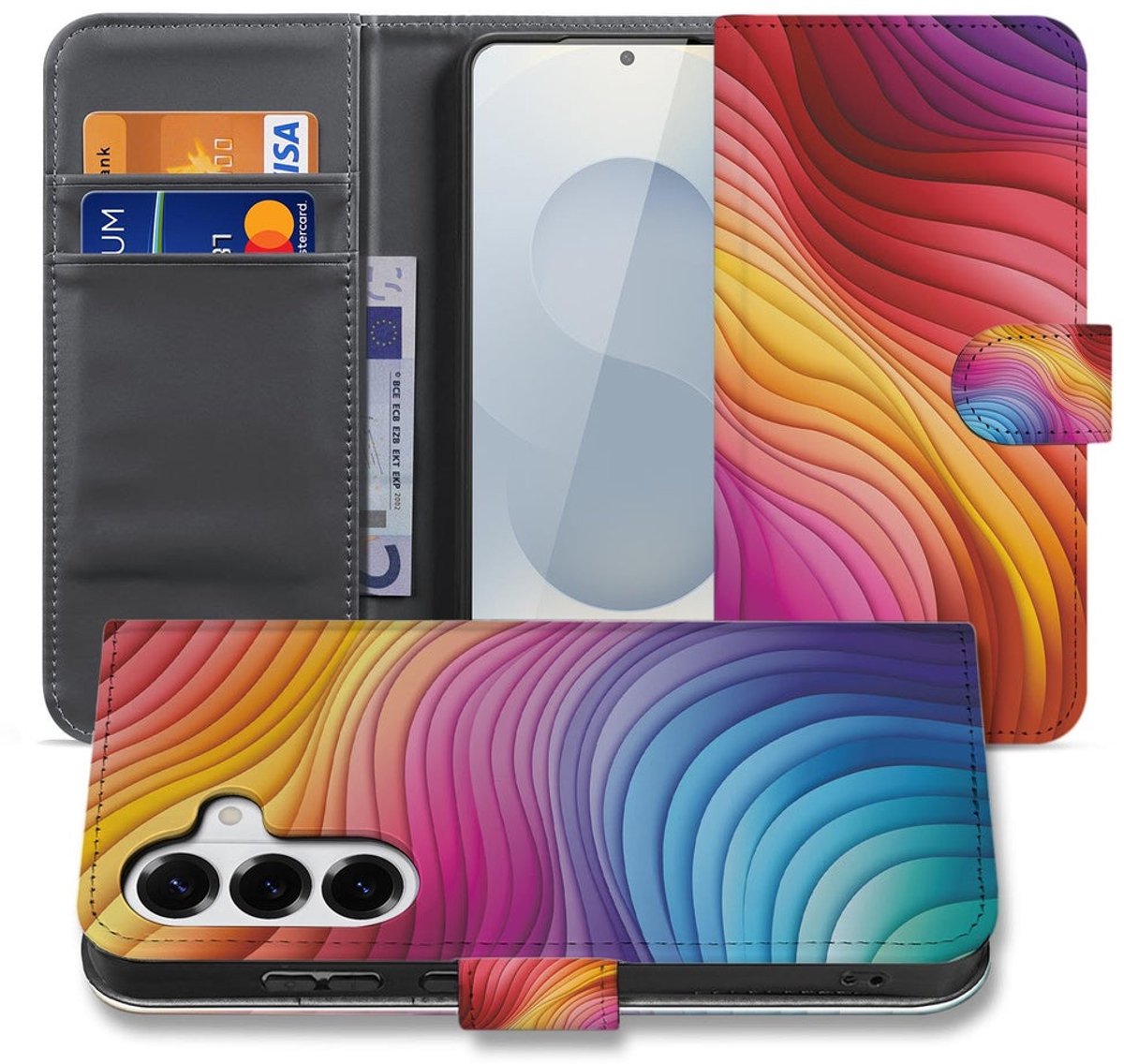 Book Case Hoesje Regenboog Voor Samsung Galaxy S26 Plus