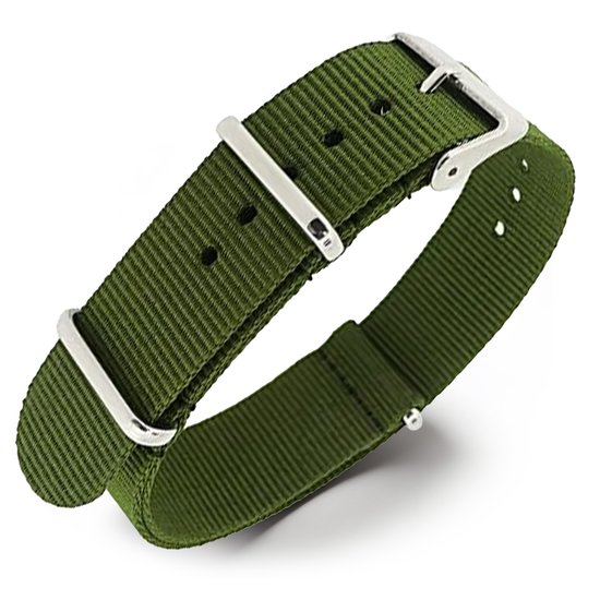 Bracelet Montre NATO Nylon 18mm Vert - Neuf, Classique, Fabrication France