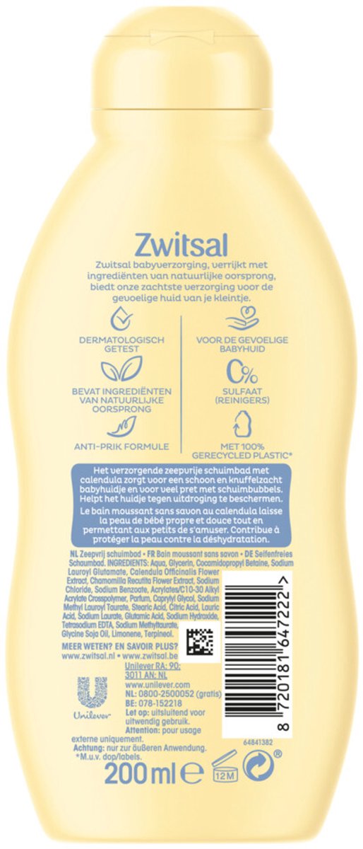 Zwitsal Zeepvrij Schuimbad 200 ml van Merkloos — afbeelding 5