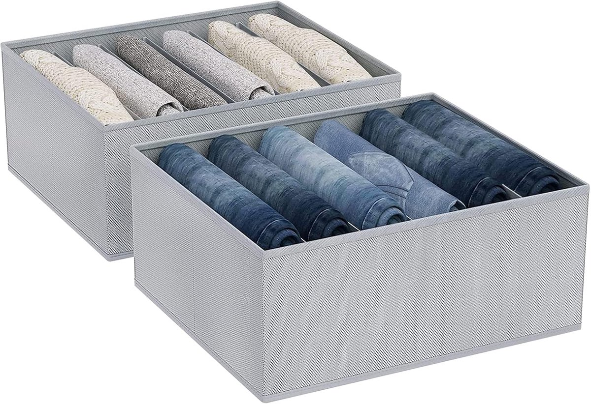 Set van 2 Kleding Opbergdozen met 6 Cellen - Opvouwbare Ladeverdelers voor Kledingkast