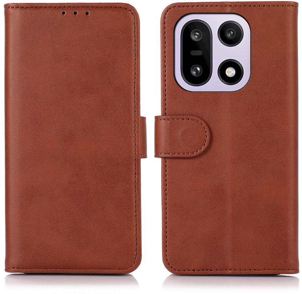 Mobigear Telefoonhoesje geschikt voor OnePlus 15 Hoesje | Mobigear Wallet Bookcase Portemonnee | Pasjeshouder voor 3 Pasjes | Telefoonhoesje voor Pinpas / OV Kaart / Rijbewijs - Bruin