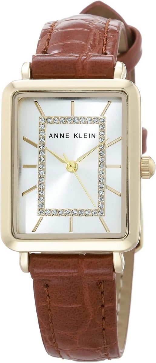 Glitter Accented Croco-Grain Strap Watch for Women