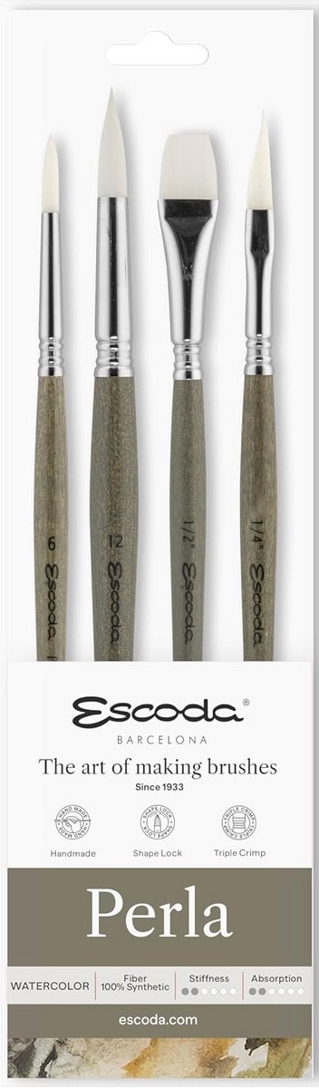 Professionele Aquarel Borstel Set - 4 Stuks van Synthetische Witte Toray Vezels